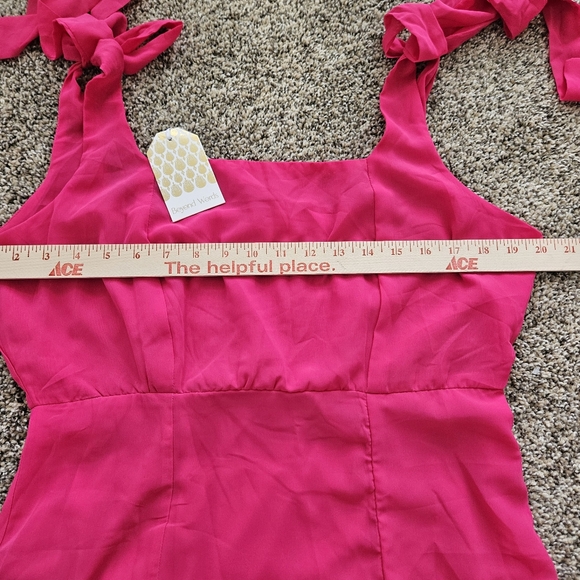 NWT Beyond Words Women's Pink Tie-Strap Tank Dress Size XL Chiffon Barbiecore - Picture 9 of 10